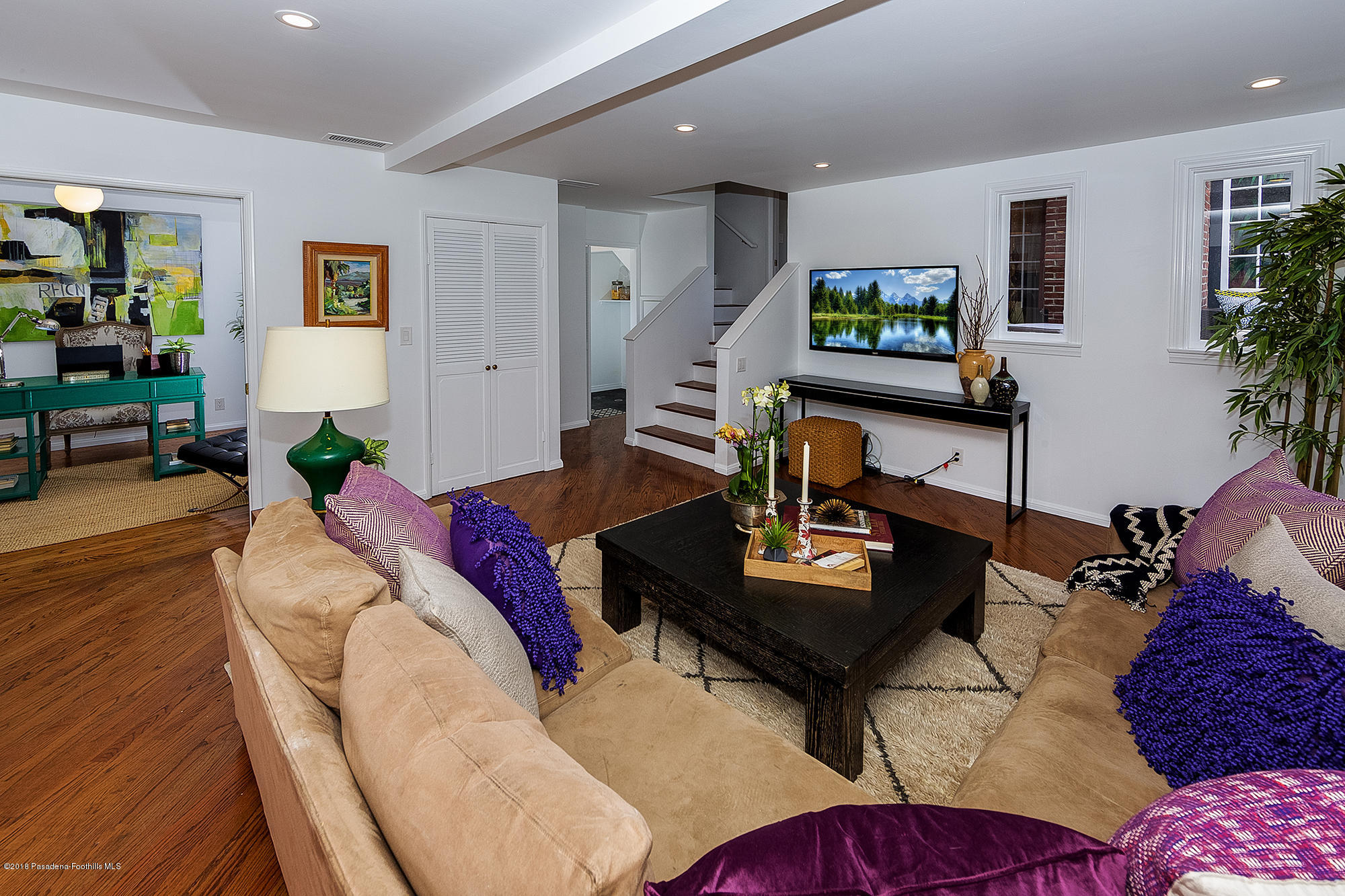 1280 Afton Street Pasadena, CA 91103 - Photo 18 of 39 a living room with furniture and wooden floor