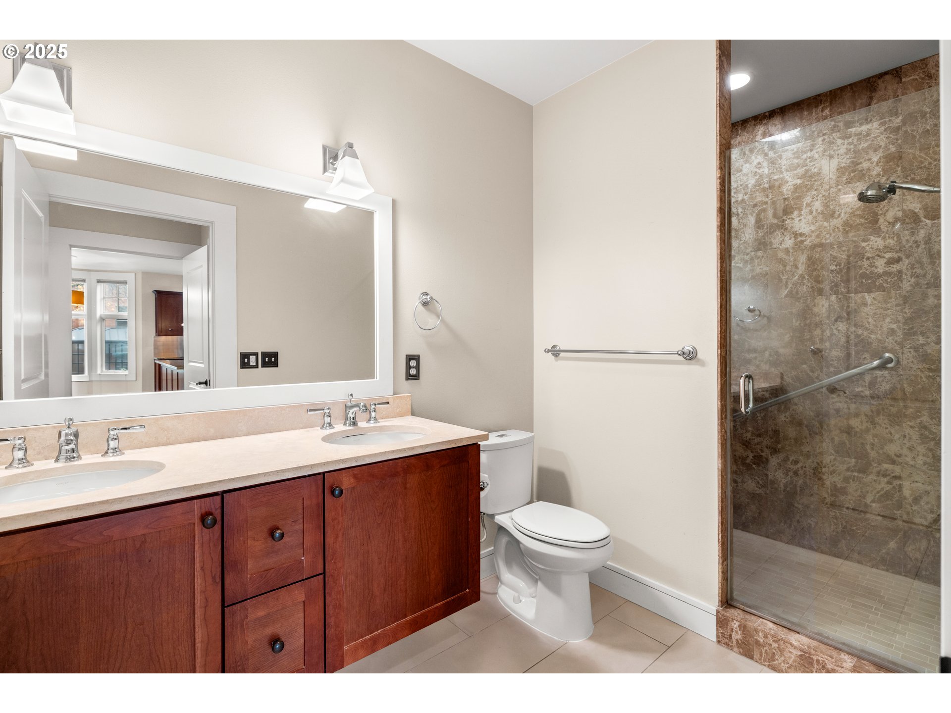 527 2nd Street Lake Oswego, OR 97034 - Photo 14 of 29 a bathroom with a double vanity sink toilet and shower