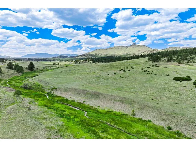 a view of a field with an ocean