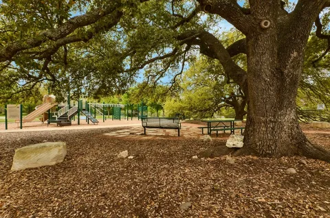 a view of a yard with a tree