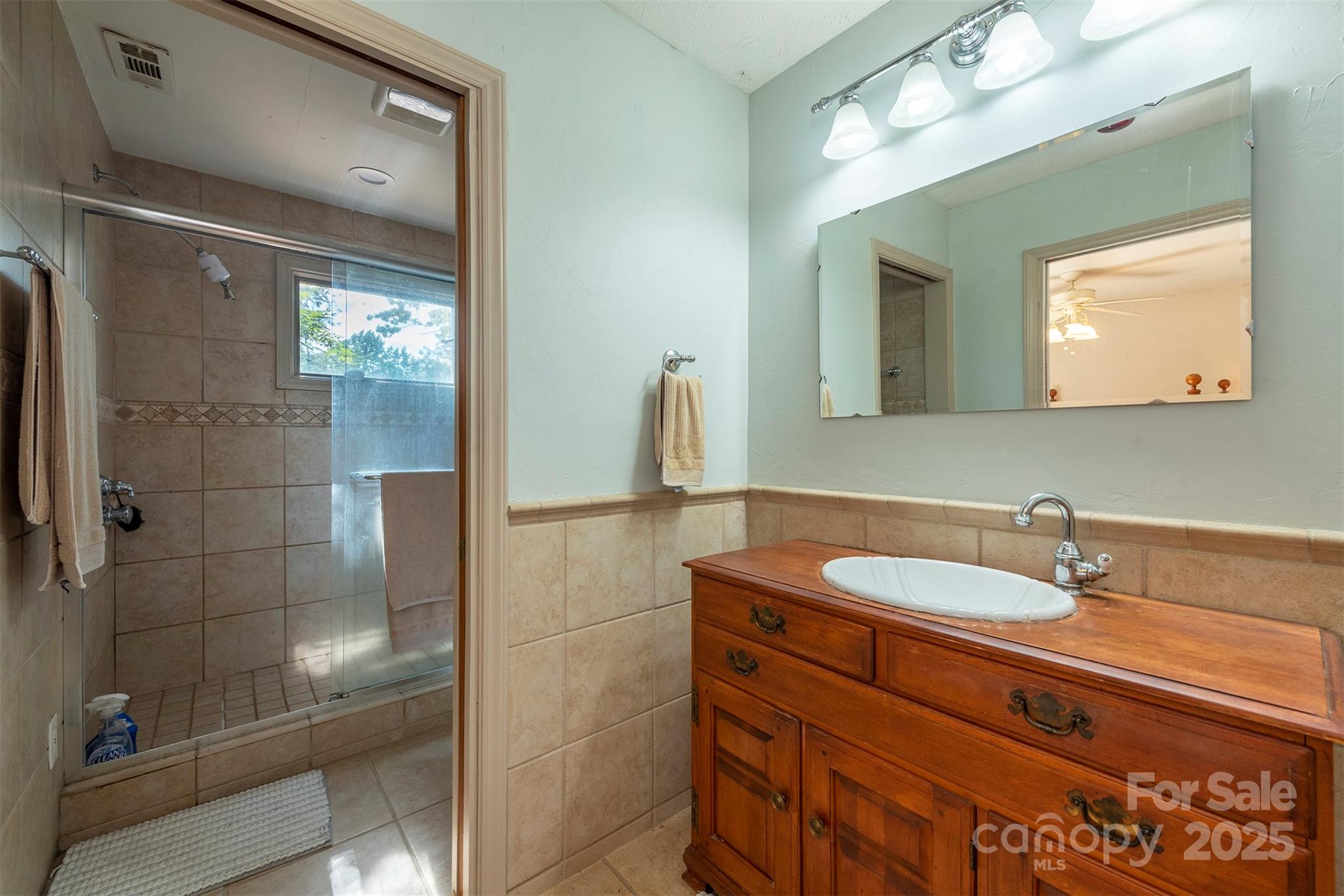 10 Chestnut Ridge Road Mills River, NC 28759 - Photo 20 of 47 a bathroom with a sink a mirror and shower