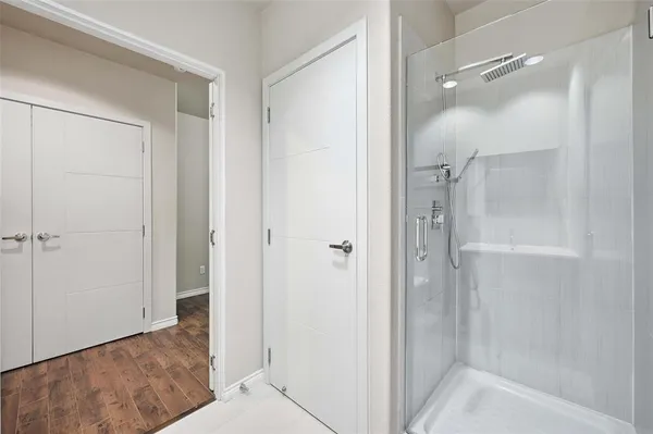 a bathroom with a shower