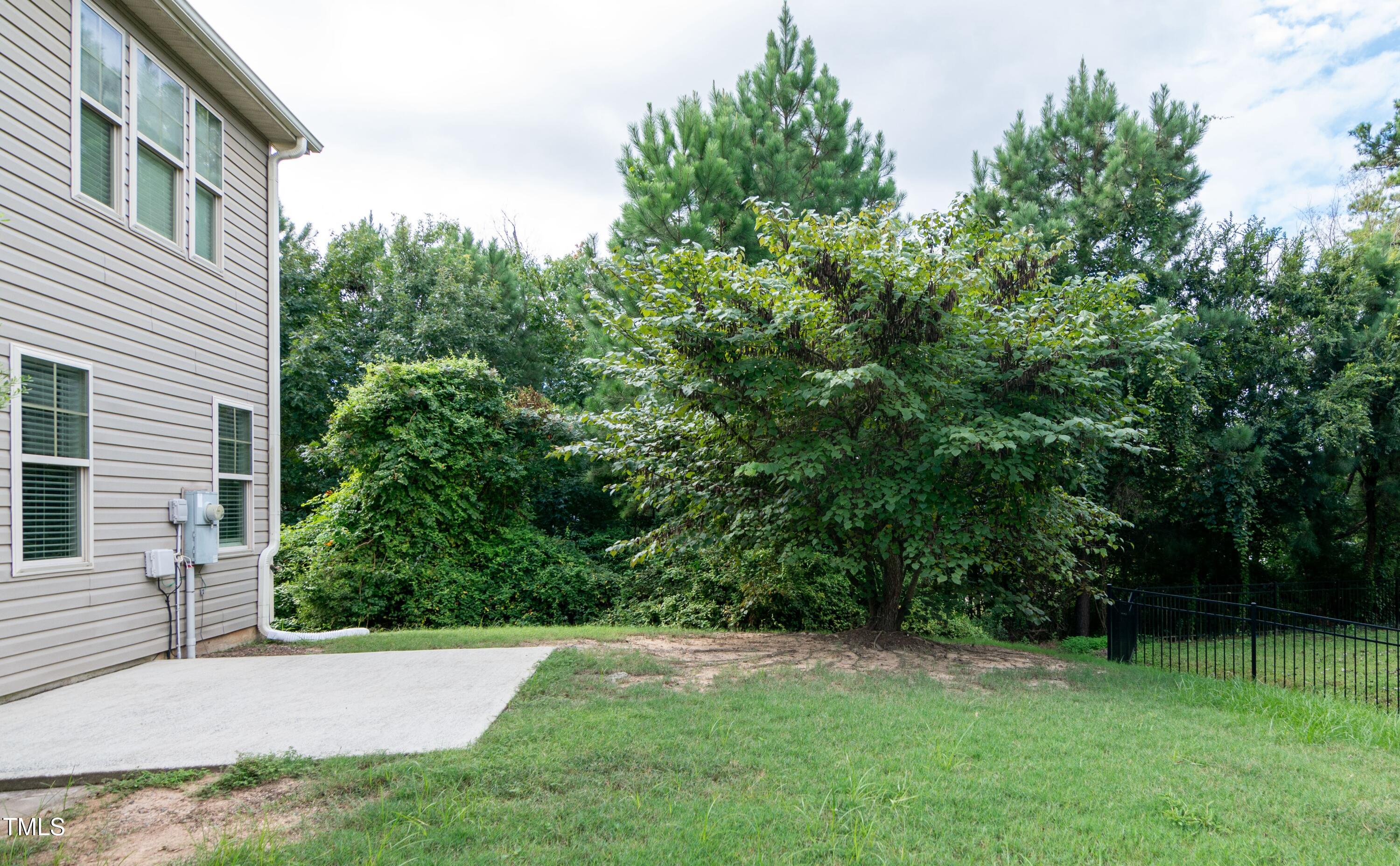 206 Roundhouse Lane Morrisville, NC 27560 - Photo 3 of 42 a view of a backyard with potted plants and large trees