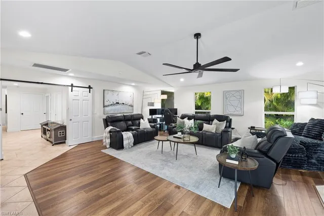 a living room with furniture