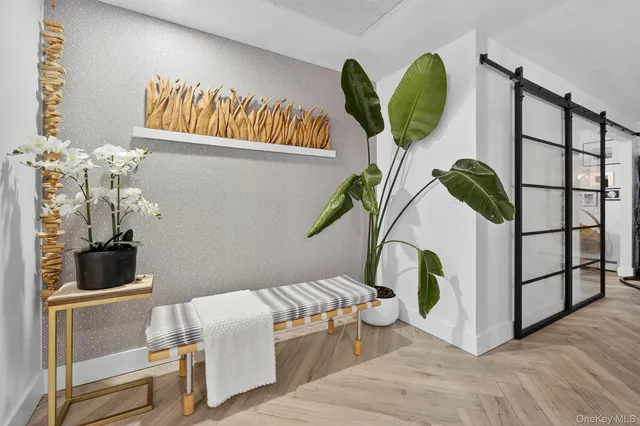 a living room with furniture