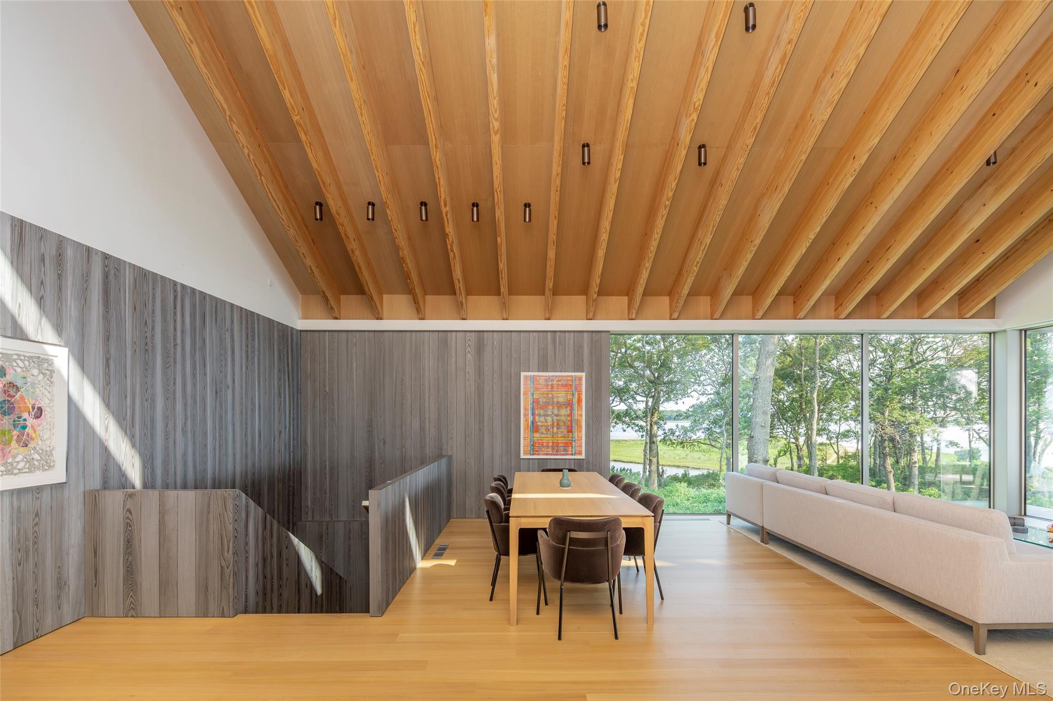 47 L South Ferry Road Shelter Island, NY 11964 - Photo 11 of 35 Dining area featuring vaulted ceiling, wooden ceiling, and wood finished floors