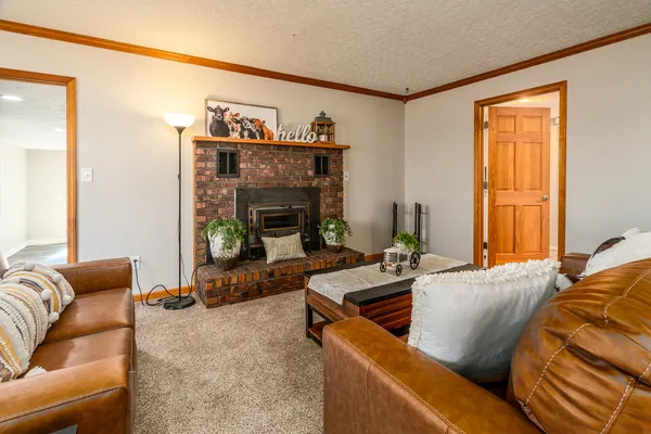 a view of a bathroom with a white door