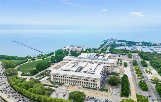 an aerial view of a house