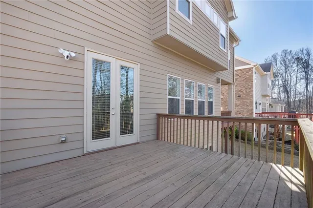 a view of a wooden deck