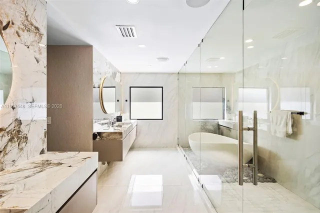 a large room with a lot of counter space