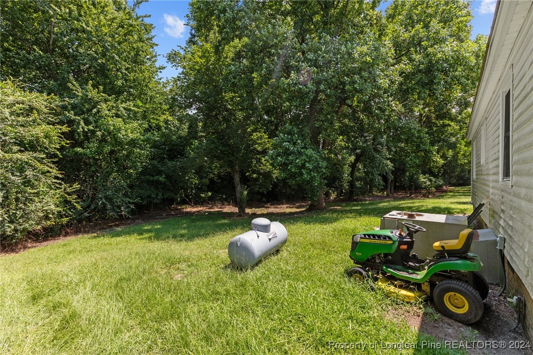 430 Simmons Road Clinton, NC 28328 - Photo 24 of 30 a backyard of a house with garden and outdoor seating