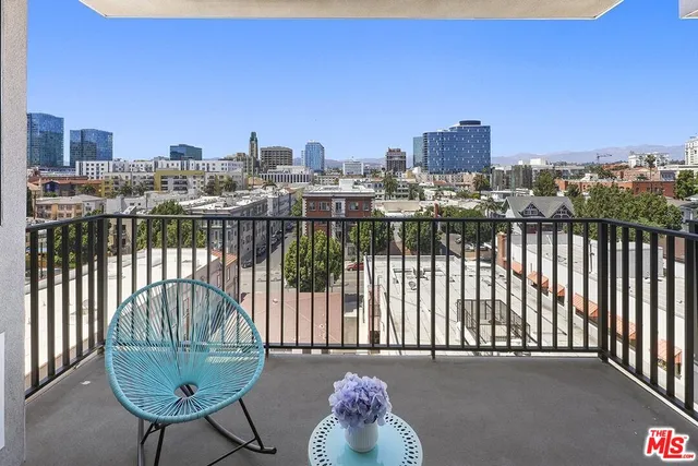 a view of a balcony with an oven