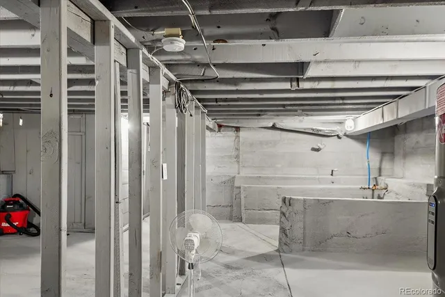 a view of a room with shelves