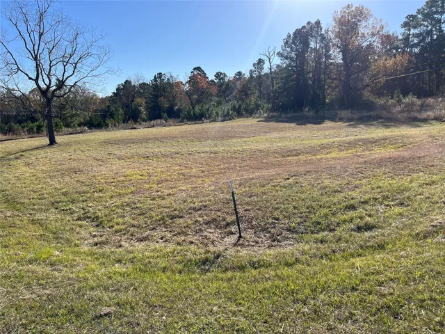a view of a field with an trees