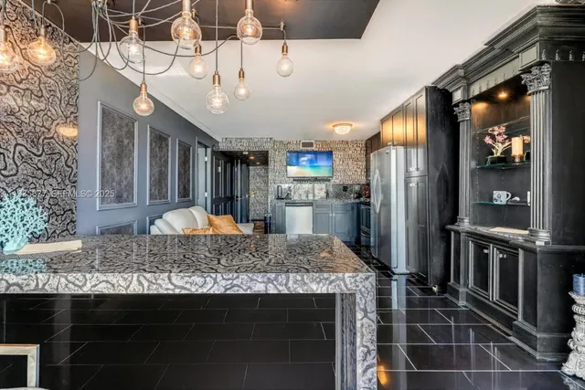 a view of a lake with a city