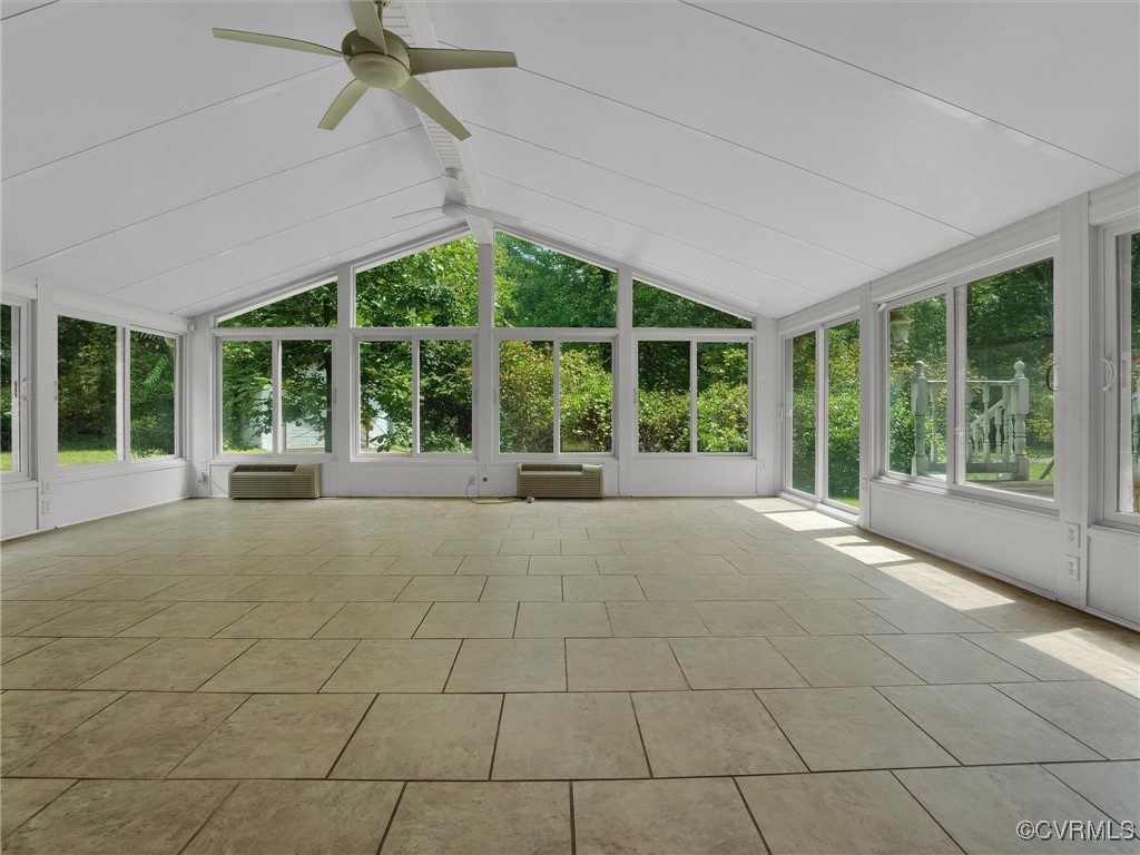 8901 Strath Road Henrico, VA 23231 - Photo 37 of 47 Unfurnished sunroom with ceiling fan, a wall unit