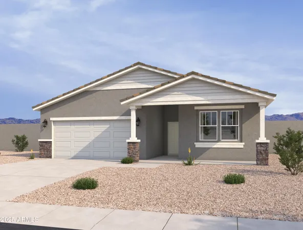 a front view of a house with garage
