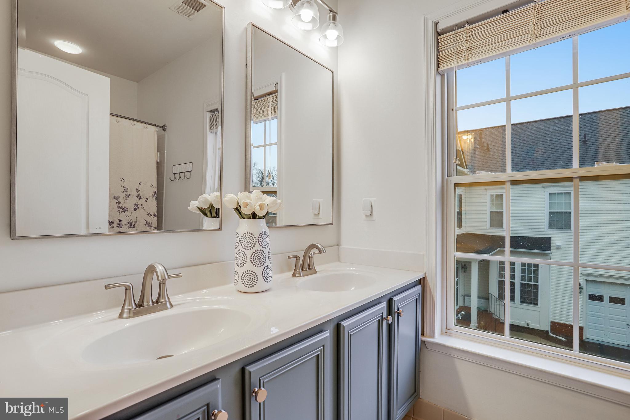 21625 Merion Street Ashburn, VA 20147 - Photo 14 of 80 a bathroom with a double vanity sink and a mirror