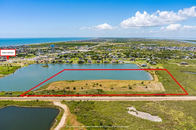 a view of a lake with a city