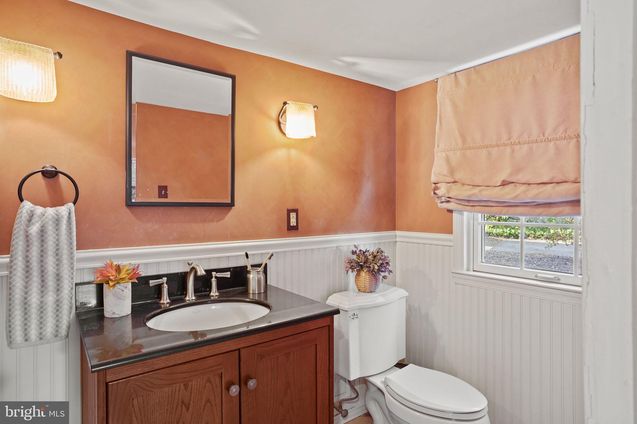 406 West Braddock Road Alexandria, VA 22302 - Photo 20 of 56 a bathroom with a granite countertop toilet sink and mirror