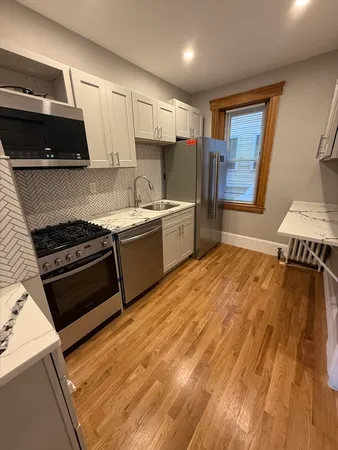 a kitchen with a stove a sink and a refrigerator