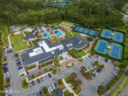 an aerial view of a house