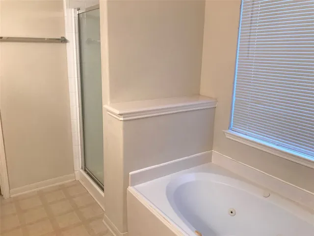 a bathroom with a tub