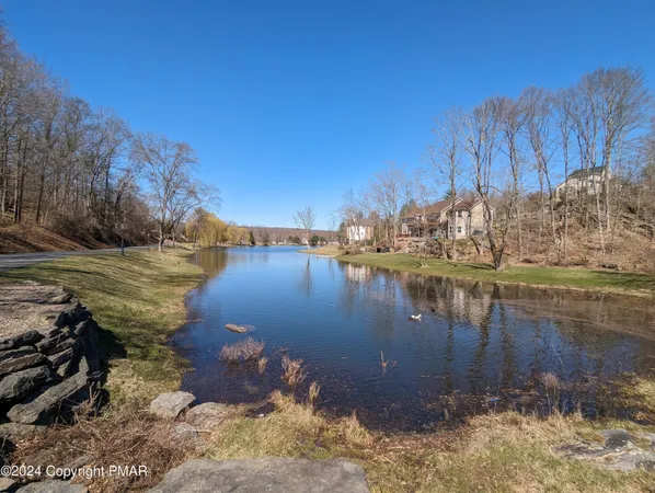 a view of a lake from a yard