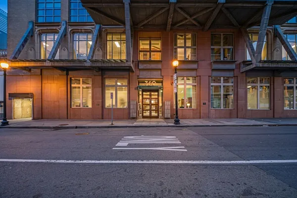 a view of an entrance of the building