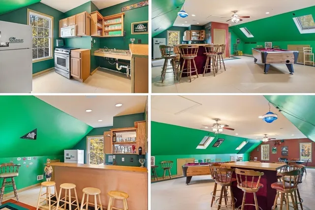 a view of a patio with a table and chairs