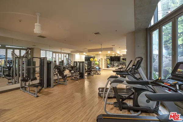 a view of a room with gym equipment
