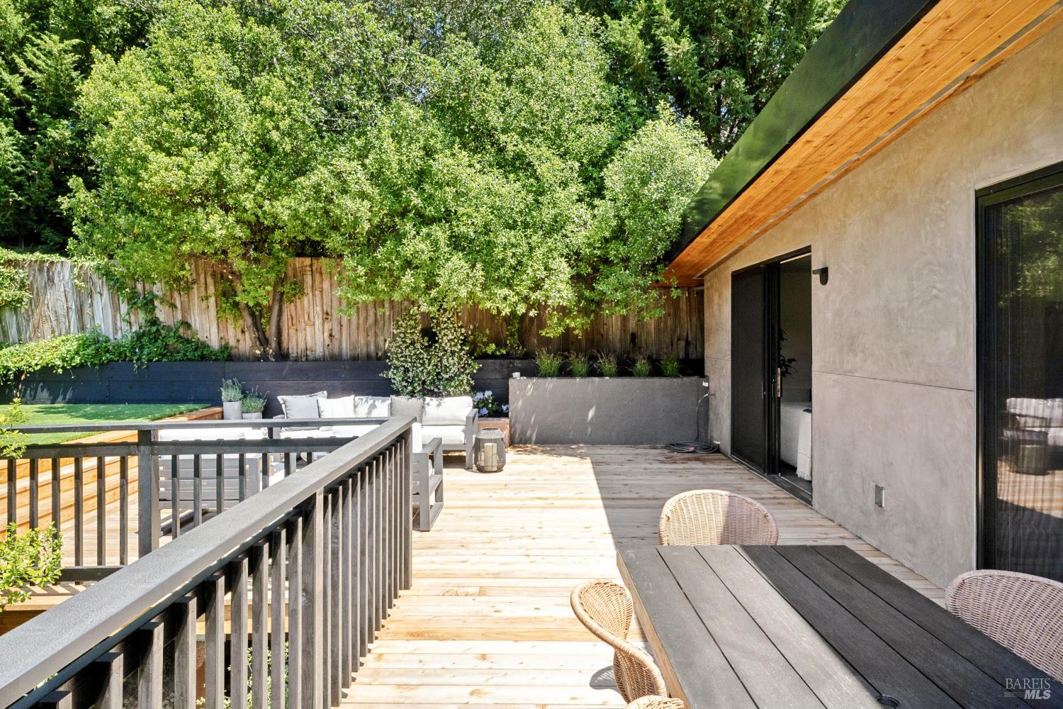 56 Millard Road Larkspur, CA 94939 - Photo 56 of 74 a view of balcony with wooden floor and seating space