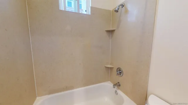 a bathroom with a bathtub