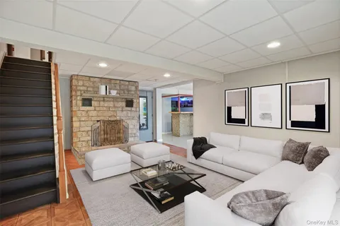 a living room with furniture and a couch