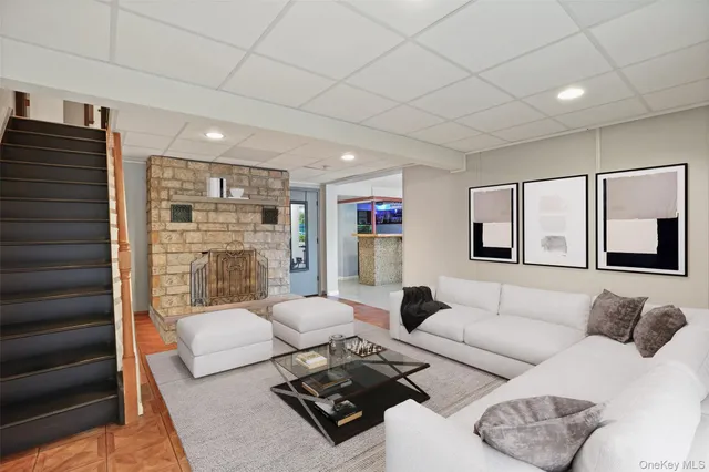 a living room with furniture and a couch