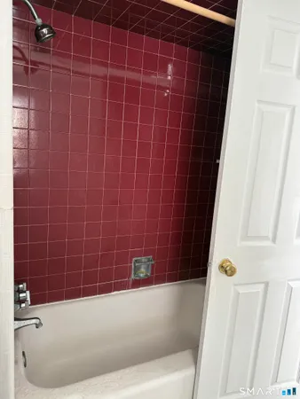 a bathroom with a bathtub