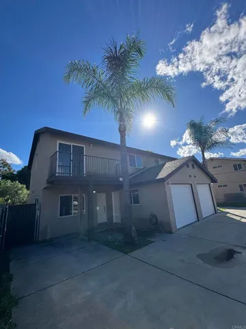 an outdoor space with furniture