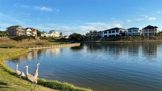 a view of a lake with houses