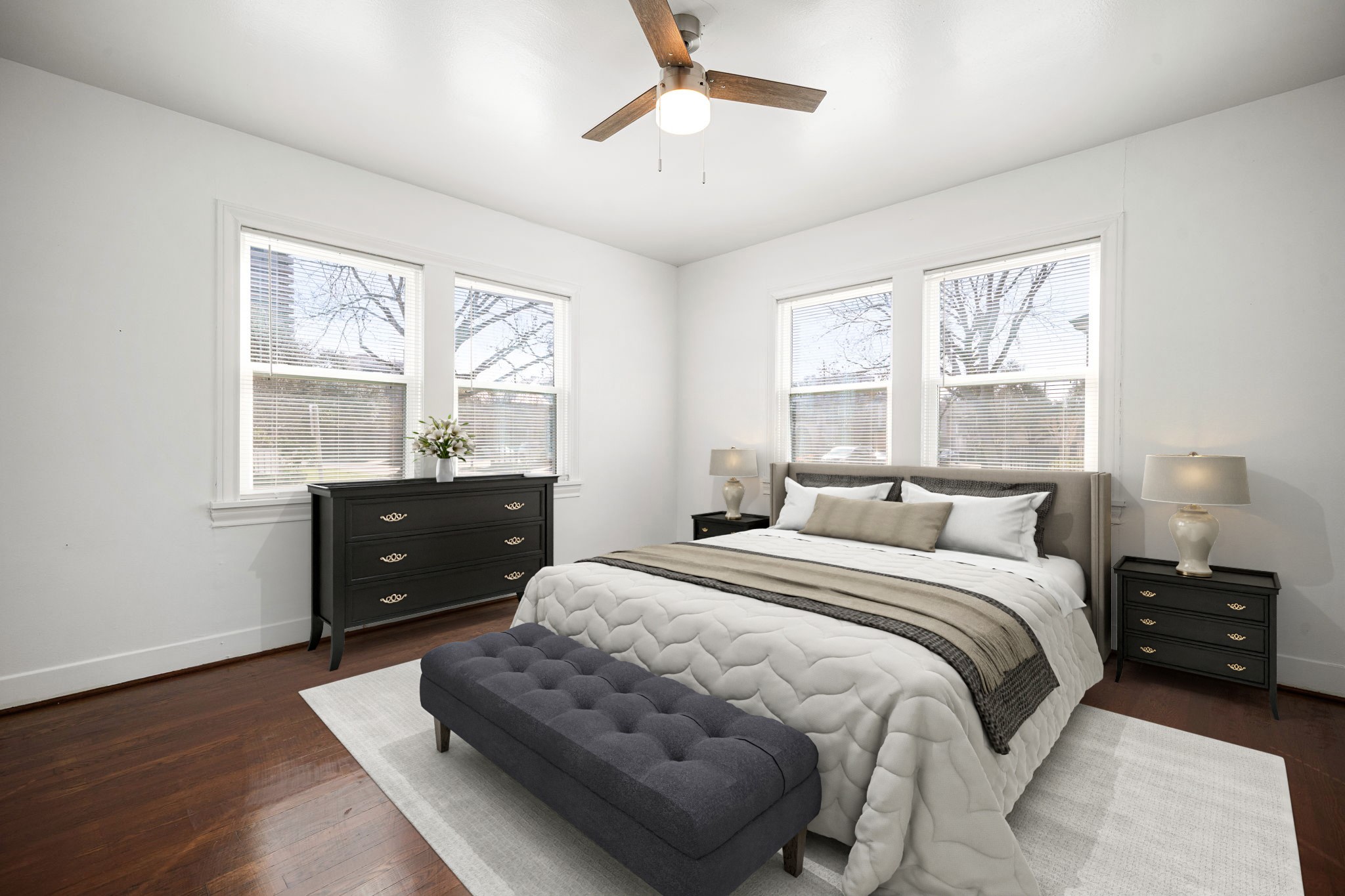 1202 Barkdull Street Houston, TX 77006 - Photo 17 of 48 a bedroom with a bed and a window