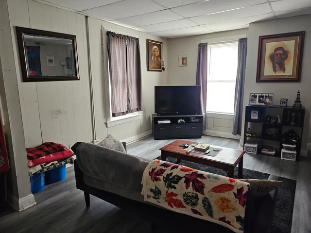 a kitchen with a stove and a microwave