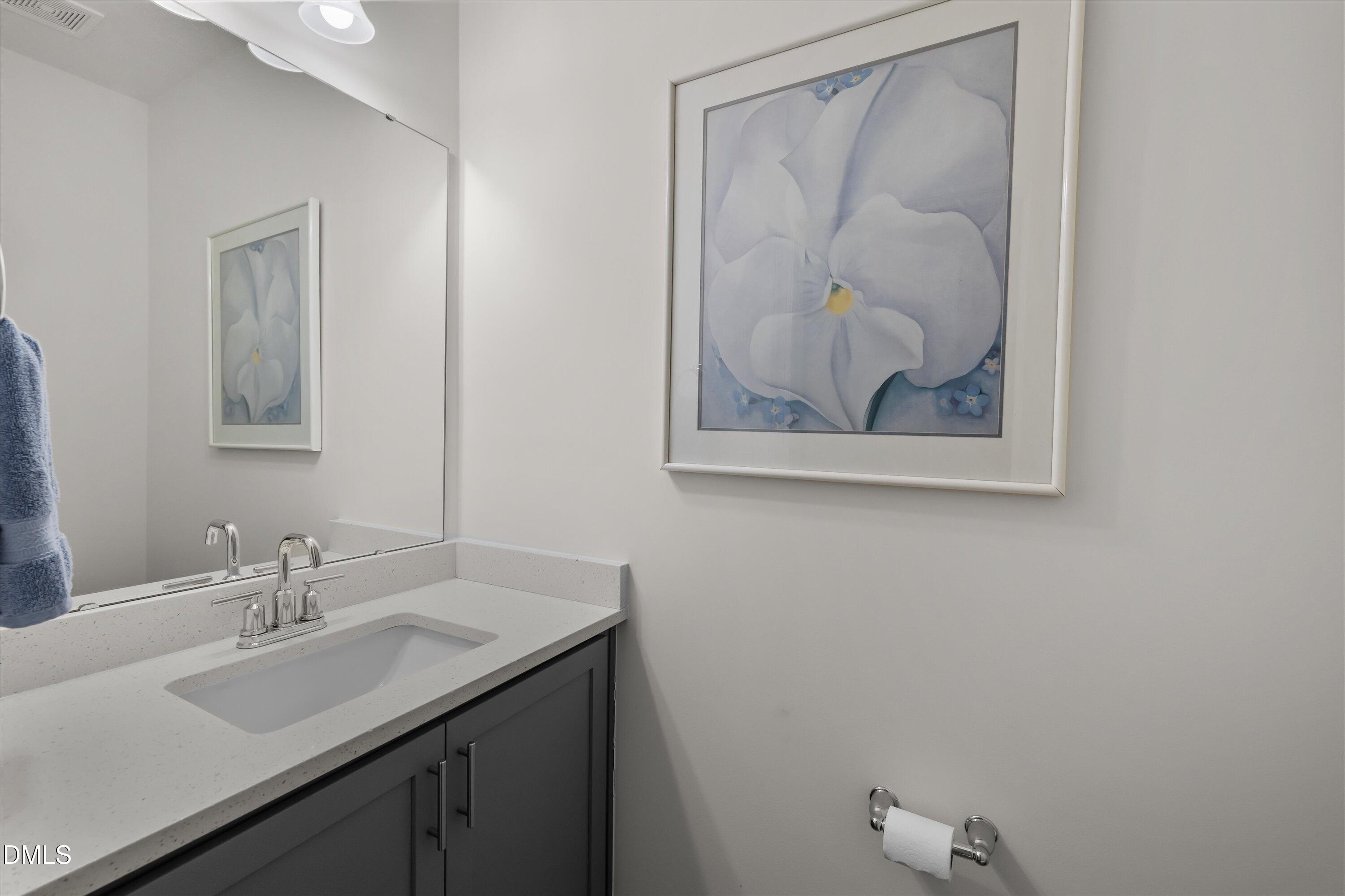 1014 Culloden Circle Durham, NC 27713 - Photo 16 of 32 a bathroom with a sink vanity and a mirror