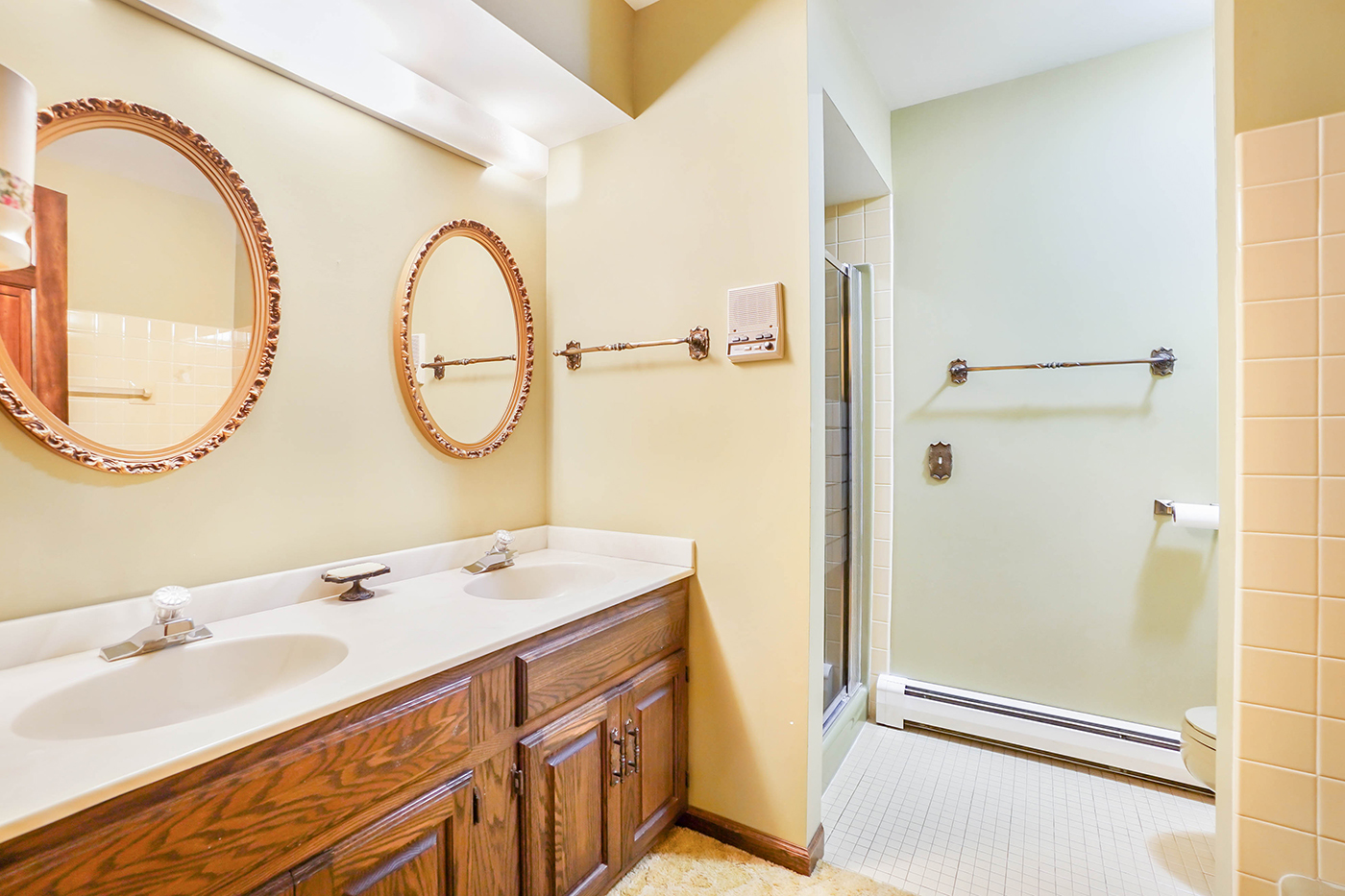 1850 Little Rock Road Plano, IL 60545 - Photo 21 of 30 a bathroom with a double vanity sink and a mirror