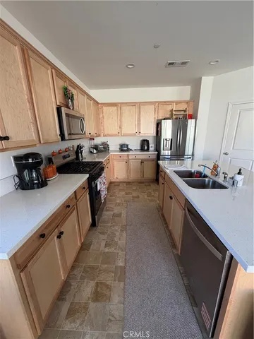 a kitchen with lots of counter top space