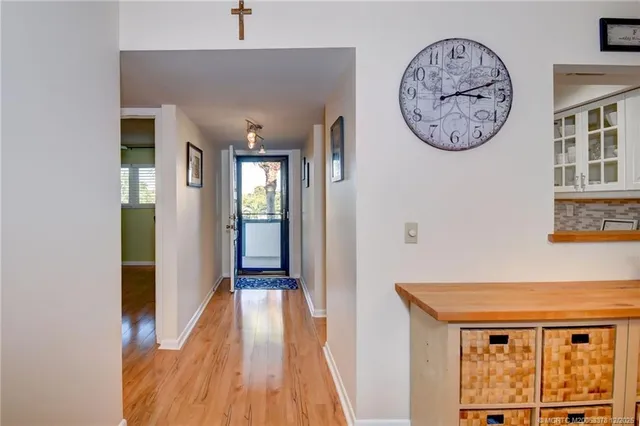a view of a hallway with elevator