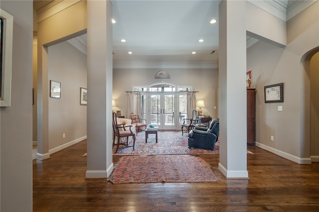 Main living area with high ceilings and extensive