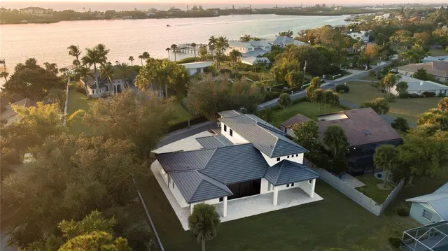 a view of a lake with a mountain in the background