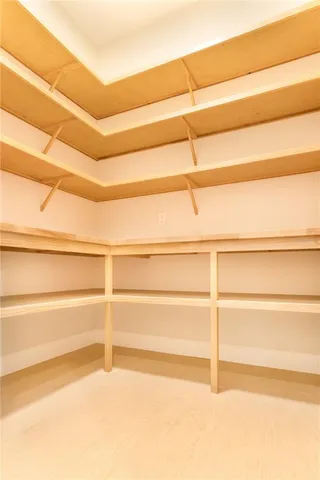 a view of a small space with a window