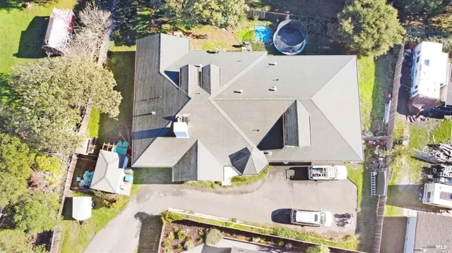 with aerial view of a house with outdoor space