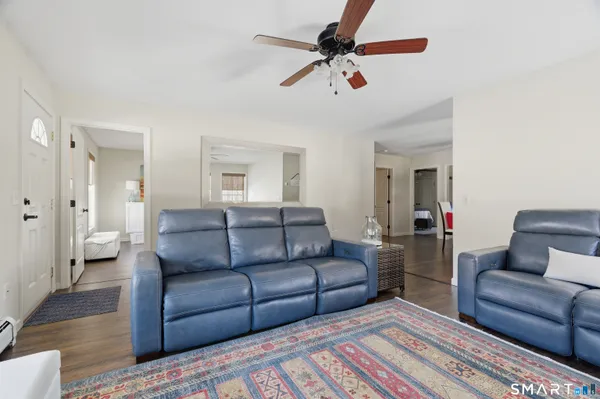 a living room with furniture