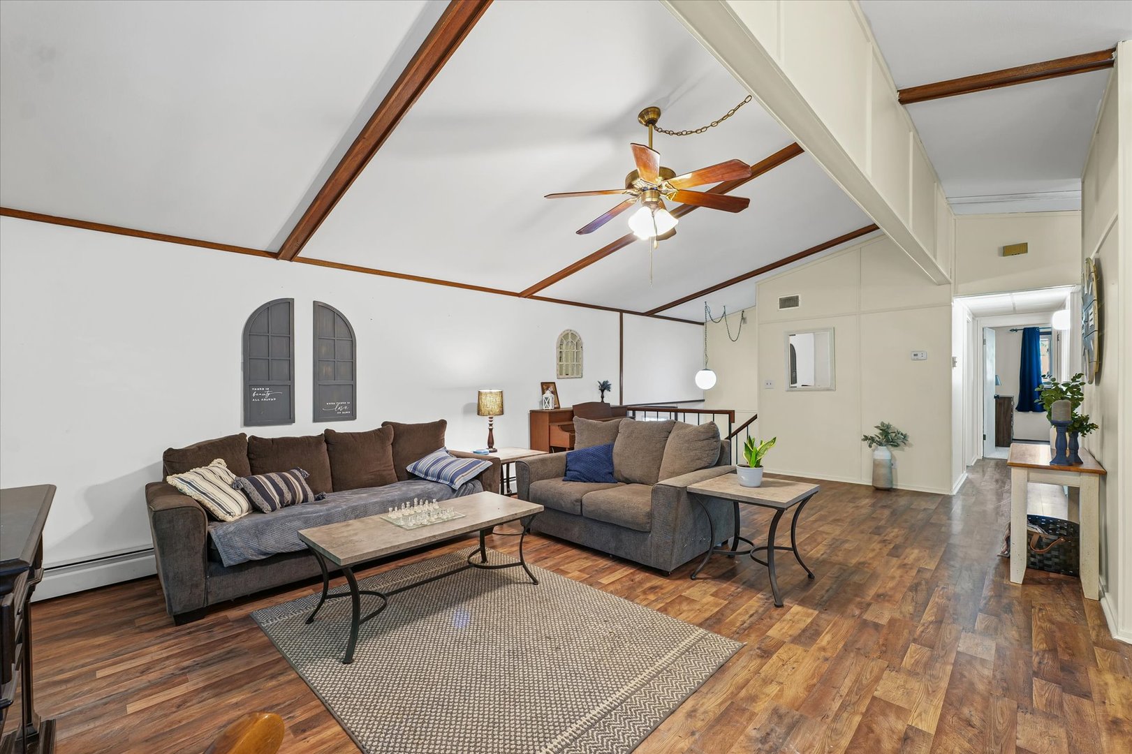 5 Allison Drive Paxton, IL 60957 - Photo 8 of 34 a living room with furniture a ceiling fan and a rug